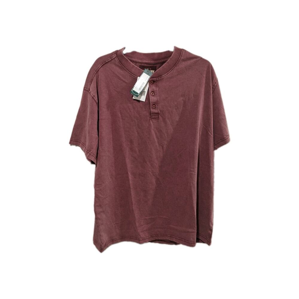 Alesbury Heavy Weight Wash Henley Red Men's Large 100% Cotton NWT